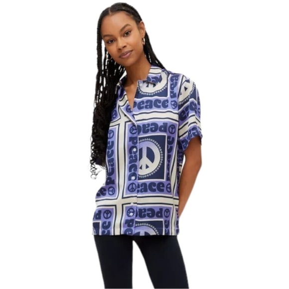 Urban Outfitters Liam Souvenir Blue Button Down Shirt - Picture 3 of 8